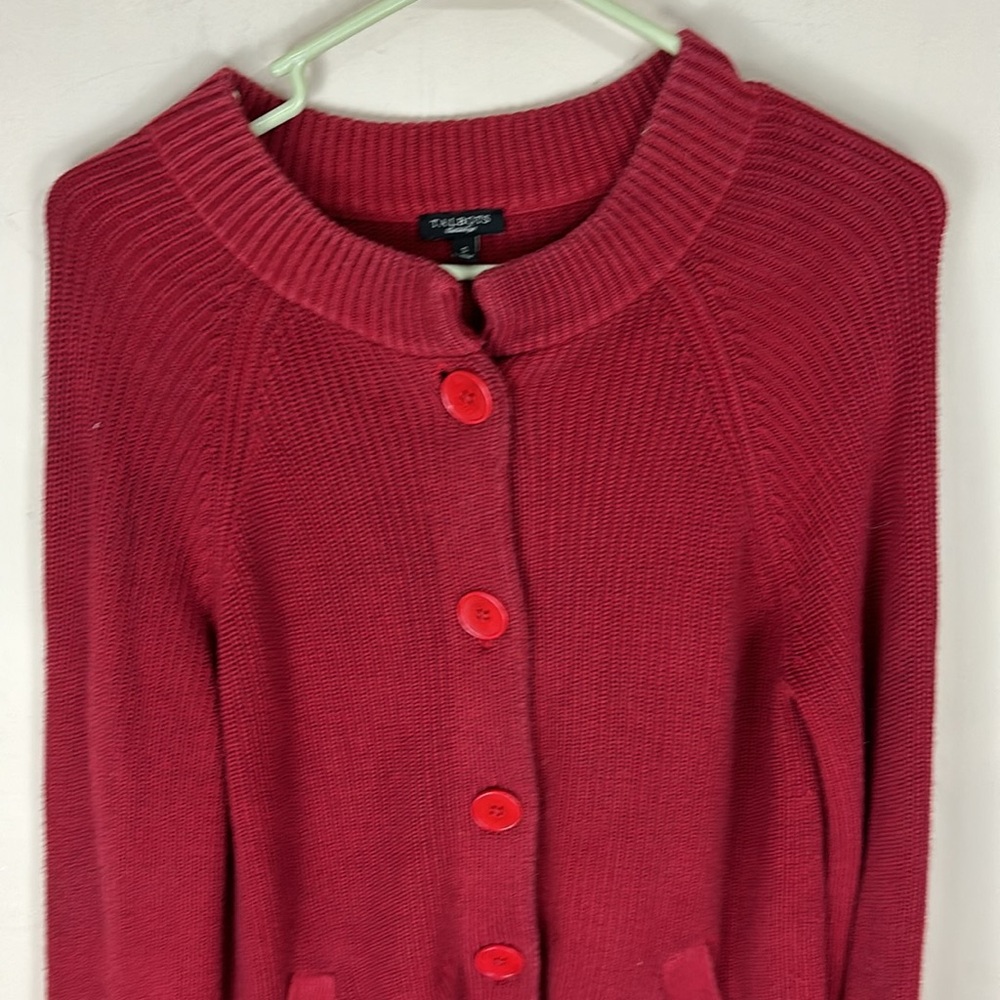 Talbots Red Ribbed Button Front Cardigan Sweater Size Small - Picture 2 of 10